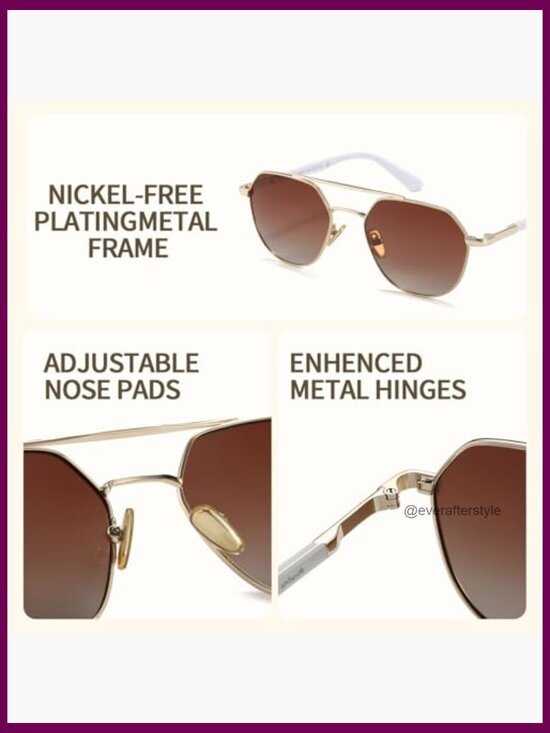 Polarized Aviator Sunglasses with Metal Frame and Acetate Arms main image 6